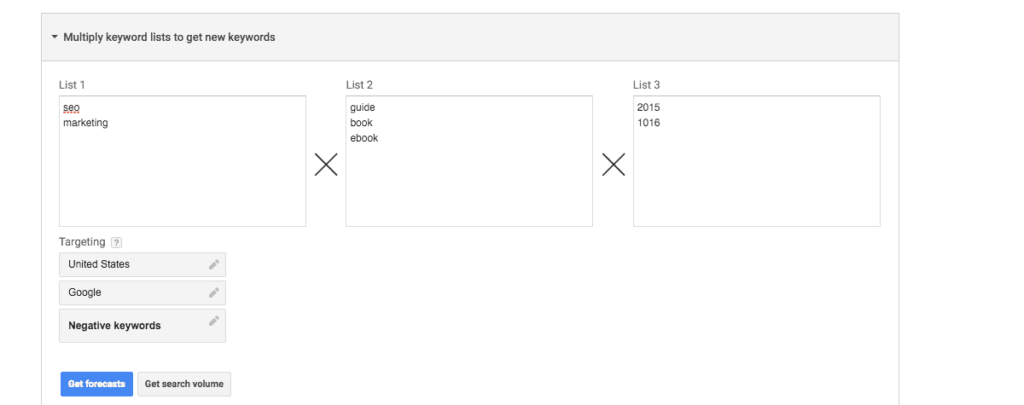 Keyword planner mixing keywords 1